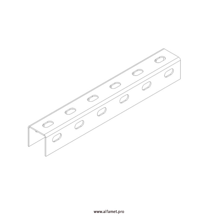 Профиль монтажный U-образный перфорированный 40х40х3000 (1,5 мм)